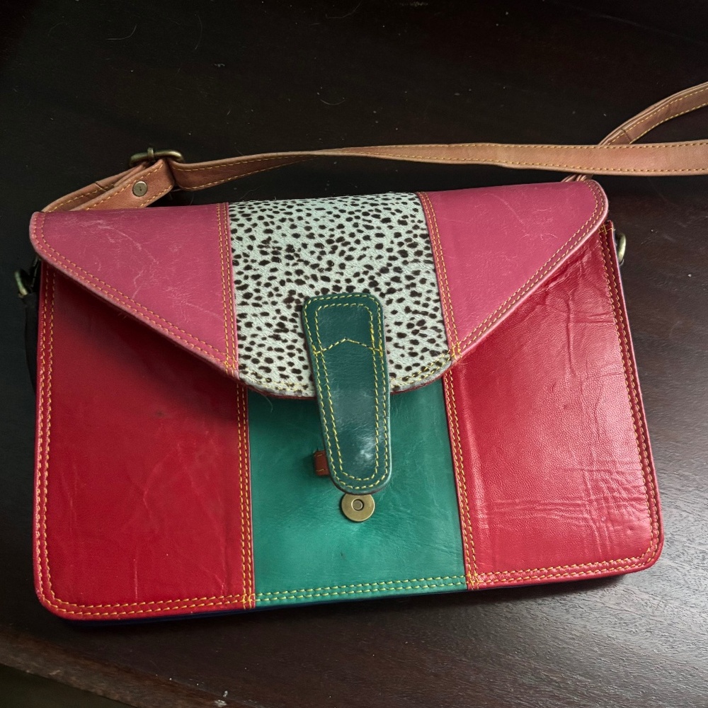 Leather multi color purse